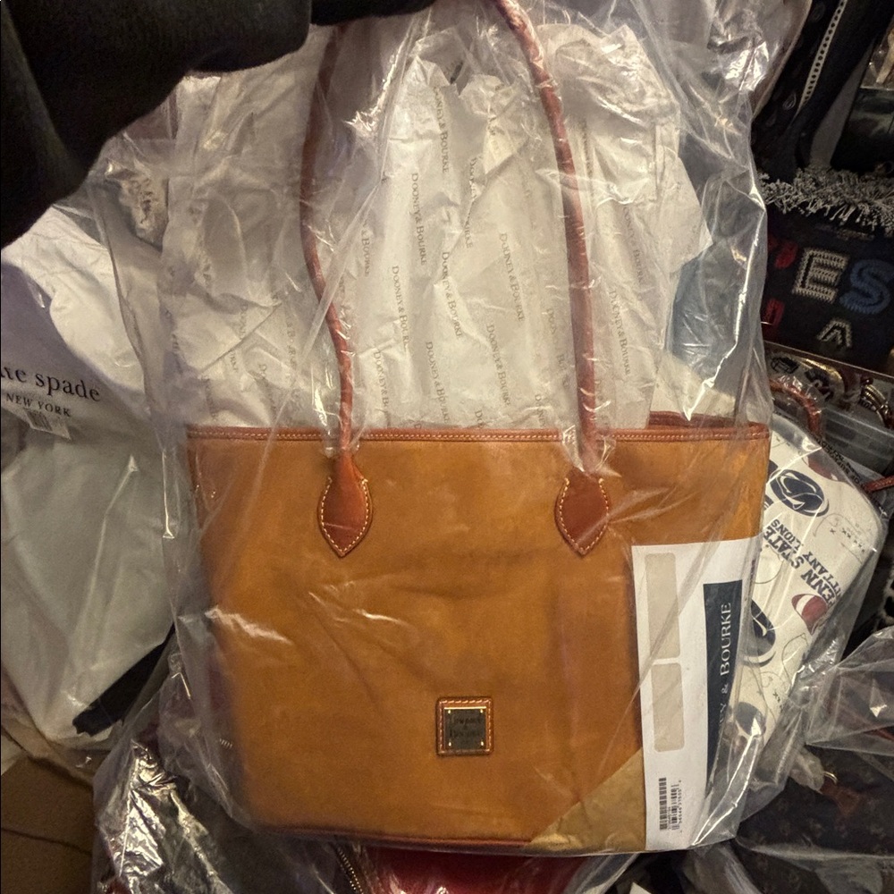 Dooney & Bourke suede tote shoulder bag Honey color